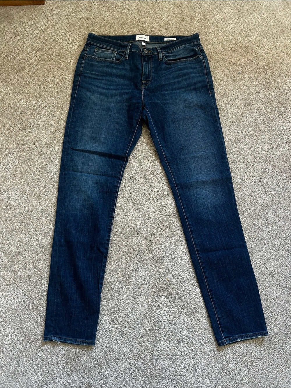 Frame Denim Men’s Skinny Jeans in Dark Blue Wash